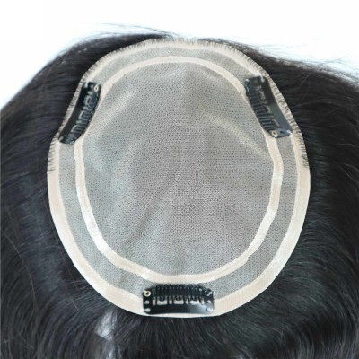 Postiço em cabelo humano, liso, preto natural, Modelo JCTP04-NC