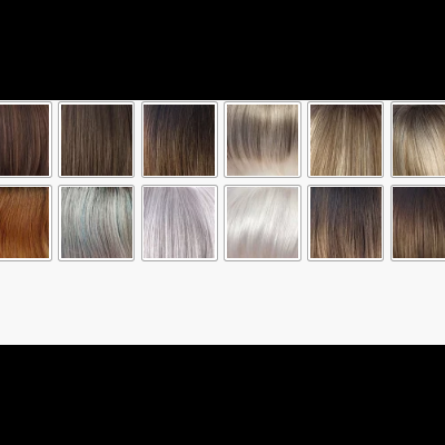 Amostras coloridas de tons de cabelo em várias cores e texturas diferentes