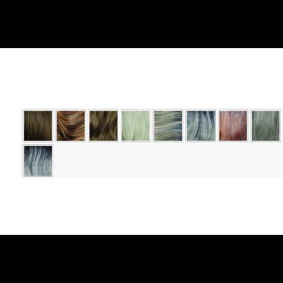 Mechas de cabelo artificial variadas em diferentes cores e texturas