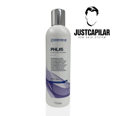 Champô clarificante PHL#5 Professional Hair Labs com logótipo JUSTCAPILAR à direita