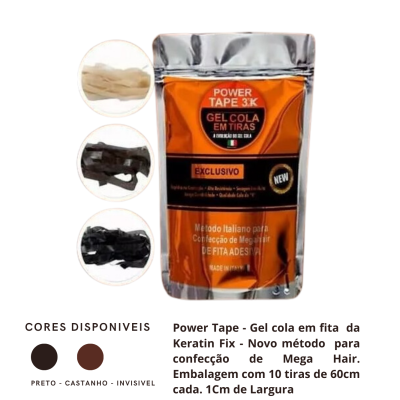 PowerTape 3K - Gel Cola Em Tiras para Mega Hair, 3 cores disponíveis!
