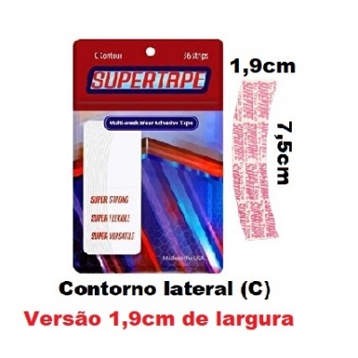True-Tape - Supertape, fitas pré-cortadas para sistemas capilares em lace ou Micro-pele - contorno (C) 1,9cm - 36 unids.
