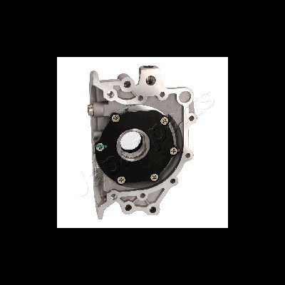 Peça mecânica metálica cinza com parte preta circular e parafusos dorados