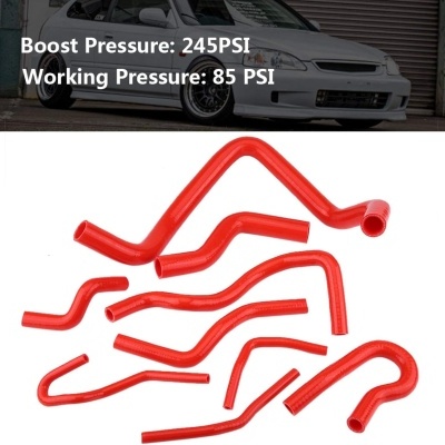 Kit tubos água silicone Honda d15 d16 SOHC EG/EK 1992-2000 vermelho