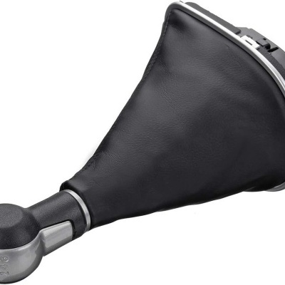 Manca de velocidades preta com capa em couro sintético