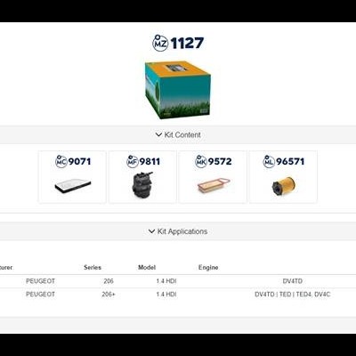 Página web com produto V-CUT Content da marca 1127 e tabela técnica