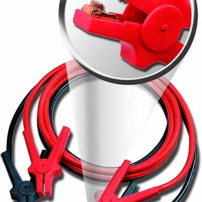 Cabos bateria de ajuda de arranque "Alu-Tec", para 12 volts e 24 volts, em saco de armazenamento com DIN 72553