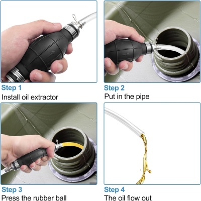 Bomba manual de combustível, bomba de silicone com 2 M mangueiras para gasolina, óleo, água