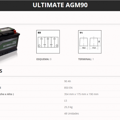 Baterias Auto GBS ULTIMATE AGM  START & STOP *Abrir artigo para escolher as várias potências*