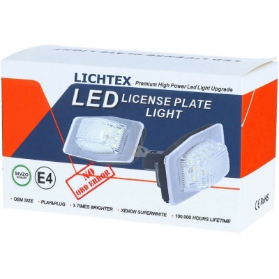Caixa de luz LED para matrícula com texto e certificações
