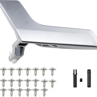 Pega de porta cromada com parafusos e acessórios plásticos