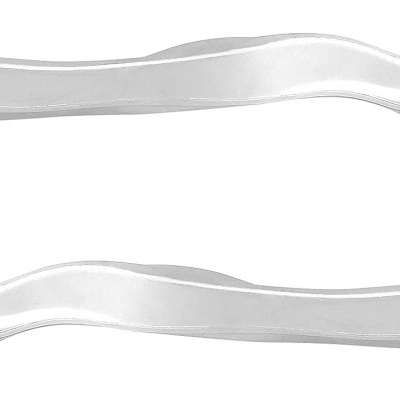 Par de braços oscilantes automóveis em metal prateado com buchas de borracha preta