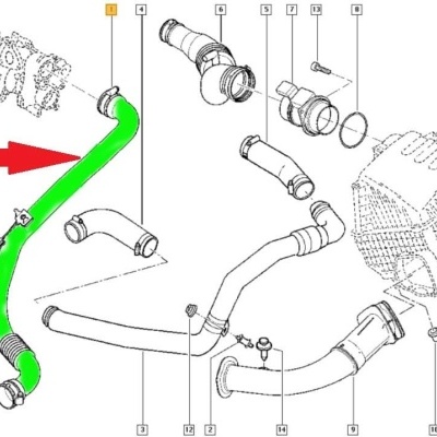 Tubo intercooler reforçado Laguna 1.9 dci Espace IV 820048871 8200142349 8200131120 700116004