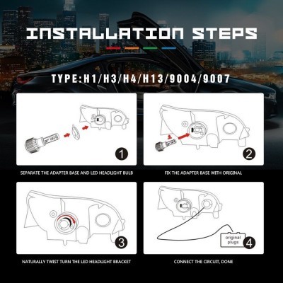 Kit Lampadas LED 6000k COB chip