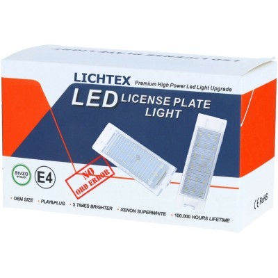Caixa de luz LED para placa de matrícula LICHTEX com texto e imagens do produto
