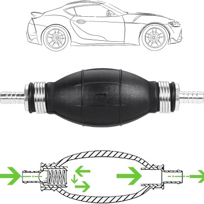 Peça plástica para bombeamento com diagrama e esboço de carro desportivo
