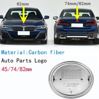 Conjunto de 2 emblemas/emblema dianteiro e traseiro metálico, logótipo de 82 mm + 74 mm BMW