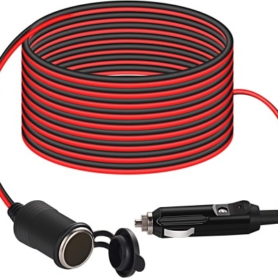 Cabo de extensão para isqueiro, impermeável, 20 AWG com fusível, 15 A, 12 V/24 V, CC