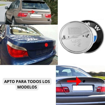 Conjunto de 2 emblemas/emblema dianteiro e traseiro metálico, logótipo de 82 mm + 74 mm BMW