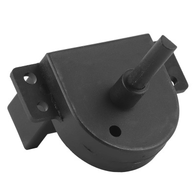 Peça preta de máquina com haste cylindrical e base de fixação