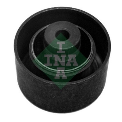 Peça mecânica preta com símbolo INA verde e branco no centro