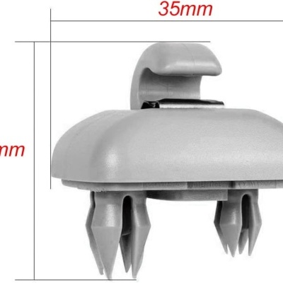 Clipe plástico cinzento quadrado com presilhas e gancho