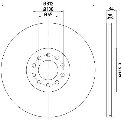 Jogo discos travão VAG 312mm 5x100
