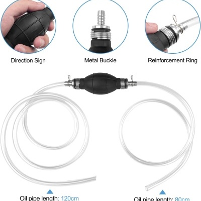 Bomba manual de combustível, bomba de silicone com 2 M mangueiras para gasolina, óleo, água