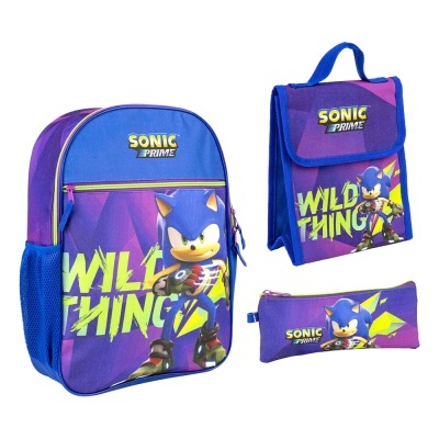 Conjunto Mochila + Estojo + Lancheira Sonic