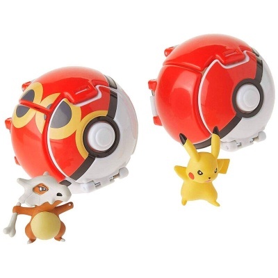 Conjunto de Batalha Pokémon - Pikachu e Cubone em Poké bolas