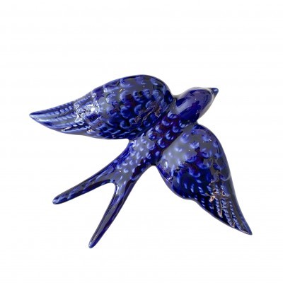 Andorinha em Cerâmica Azul Cobalto