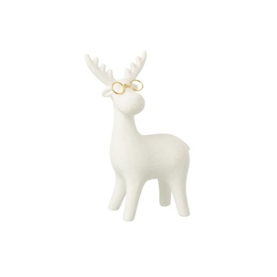 Rena decorativa em cerâmica com óculos dourados