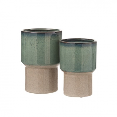 Vaso em Cerâmica  Jade - Verde/Cinza