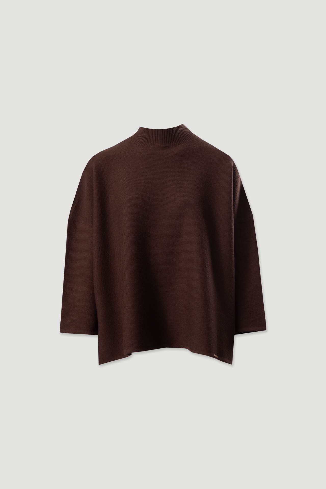 noa jumper Camisola de malha castanha escura com gola alta e corte largo