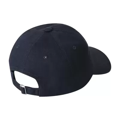 Boné casual azul escuro em tecido com ajuste metálico na parte traseira