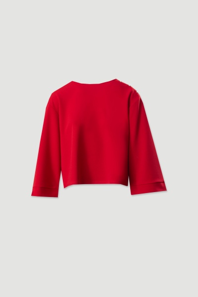 T-shirt vermelha de manga longa vista de costas