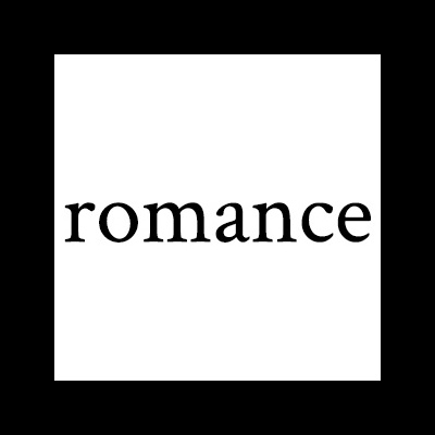 Texto 'romance' a preto em fundo branco