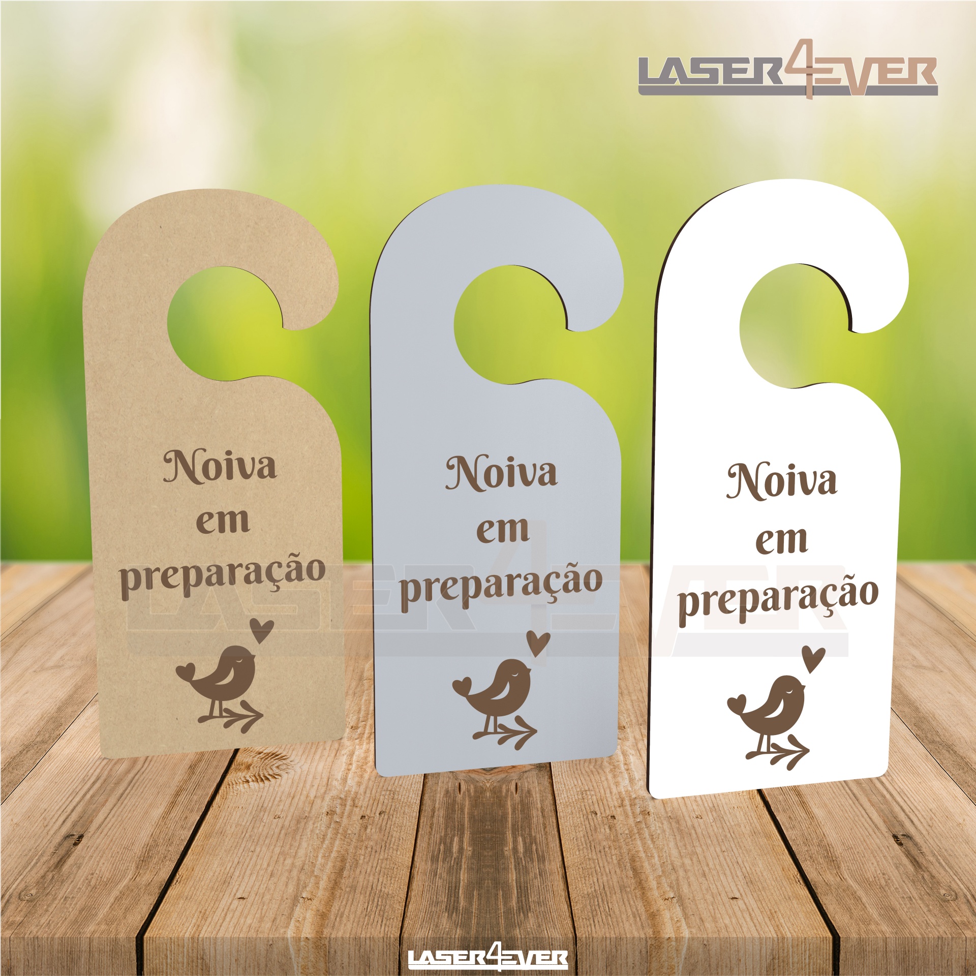 Marcador de Porta Casamento - Pássaro Coração