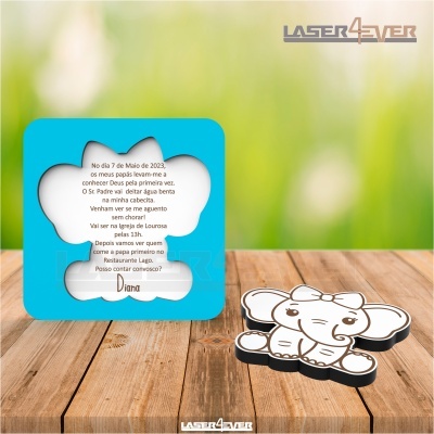 Convite Batismo - Elefante Menina