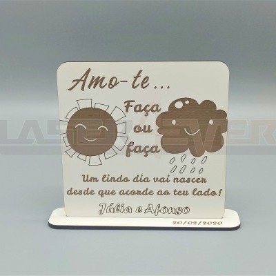 Placa Amo-te - Nomes e Data Personalizável