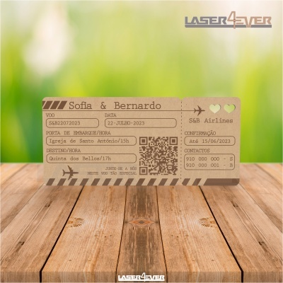 Convite Casamento - Bilhete Avião