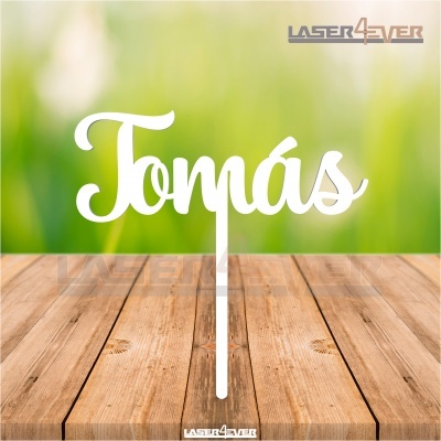 Topo de Bolo Madeira - Nome Tomás