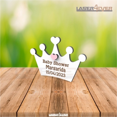 Lembrança Baby Shower Coroa Aplique Coração