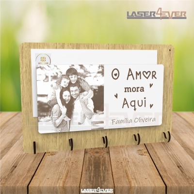 Chaveiro - O amor mora aqui - Fotogravação