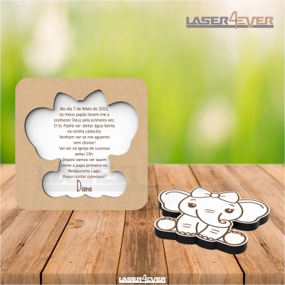 Convite Batismo - Elefante Menina