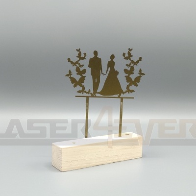 Topo de bolo para Casamento - Tema Casal e borboletas