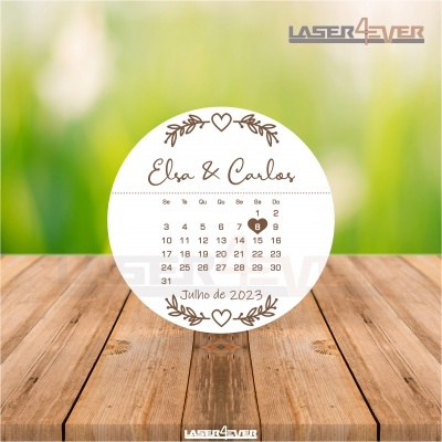 Íman Lembrança Casamento Círculo Calendário