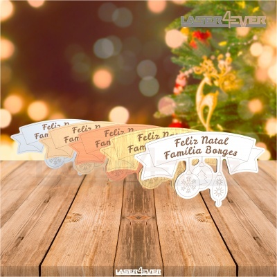 Placa Decorativa - Bolas de Natal Nome Família Personalizado