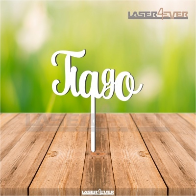 Topo de Bolo Madeira - Nome Tiago