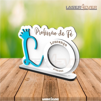 Lembrança Profissão de Fé Mini Moldura - Inicial Colorida